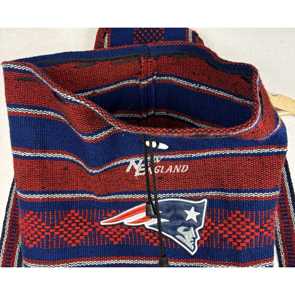 New England Patriots Woven Baja Drawstring Backpack Embroidered Red Blue NFL - Picture 6 of 14